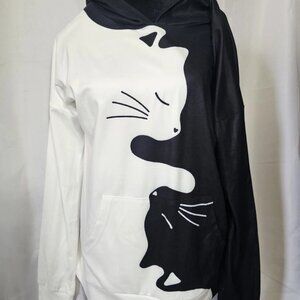 NWT Exclusive Cat Ying Yang Sweatshirt Lightweight Size Medium Hoodie